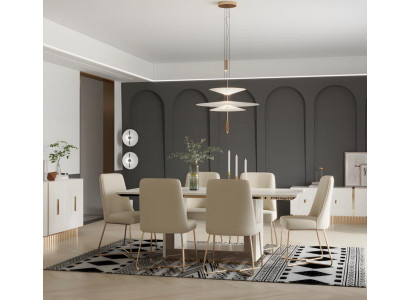 Essgruppe Essecke Esstisch Stühle Tisch 7tlg Beige Moderne Esszimmer