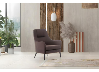 Stoffsessel Sessel Einsitzer Sitzer Polstersessel Braun Ohrensessel
