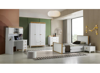 Garnitur Kinderzimmer Komplete Bett Kindermöbel Holz Weiß Set Schlafzimmer 5tlg