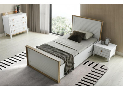 Garnitur Set Bett Nachttisch Kommode Schlafzimmer Jugendzimmer 3tlg. Möbel Neu