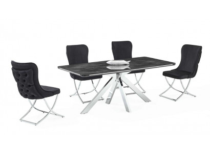 Hochwertig  Esszimmer Set Weiß Garnitur Tisch 4x Stühle Design Modern Möbel