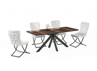 Hochwertig  Esszimmer Set Garnitur Tisch 4x Stühle Design Modern Möbel Braun