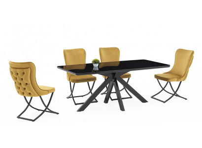 Esszimmer Set Hochwertig Garnitur Tisch 4x Stühle Design Modern Möbel Schwarz
