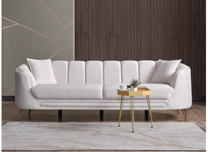 Exklusiver Weiß 3-Sitzer Wohnzimmer Polster Sitzmöbel Designer Möbel Modern