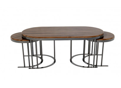 Kaffeetisch 3x Couchtisch Beistelltisch Design Braun Tische Wohnzimmertisch