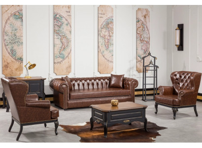 Schreibtisch Sessel Stauraum Arbeitszimmer Luxus Sessel Sofa 3 sitzer Set 5tlg