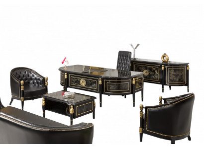 ArbeitszimmerSet Sessel Sofa Couchtisch Hochwertig Luxuriös Schreibtisch 7tlg