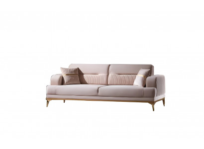 Dreisitzer Wohnzimmer 3-Sitzer Sofa Polster Möbel Stoff Beige Modern Couch