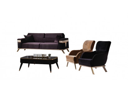Sofagarnitur Sofa 3+1+1 Sitzer Wohnzimmer Set 3tlg Sofas Modern Lila Stil