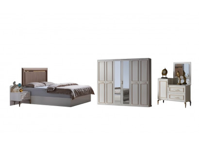 Schlafzimmer Set Bett Nachttisch Schminktisch Spiegel Schrank 6tlg Modern Stil