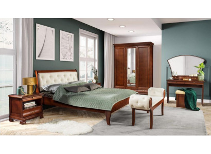 Schlafzimmer Set 6tlg 2x Nachttische Chesterfield Bett Holzmöbel Klassisches