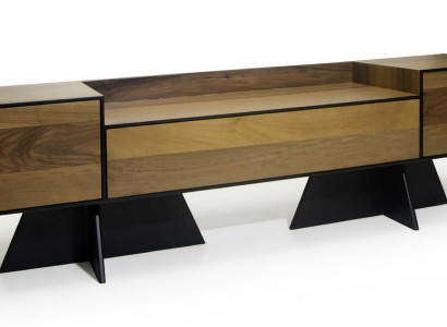 Brauner TV-Ständer edles Designer Lowboard aus Holz stilvolle Möbel Wohnzimmer