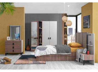 Kinderzimmer Set Bett Nachttisch Kommode Kleiderschrank Braun Modern Hochwertige