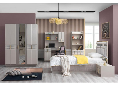Kinderzimmer Set Kinderbett Nachttisch Kleiderschrank Buecherregal Schreibtisch