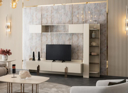Sideboard Wandregal Bücherregal Wandschrank Wohnwand Beige Wohnzimmer