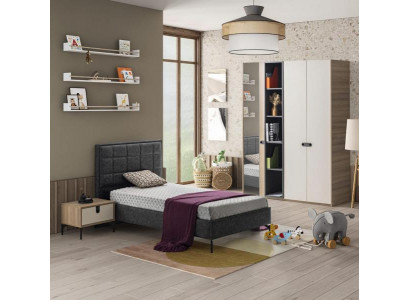 Set Bett Nachttisch Kleiderschrank Modernes Design Stilvolles Kinderzimmer 3-tlg