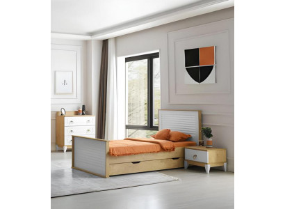 Modernes 3tlg Schlafzimmer Set mit Bett Nachttisch und Kommode Stilvoll elegant