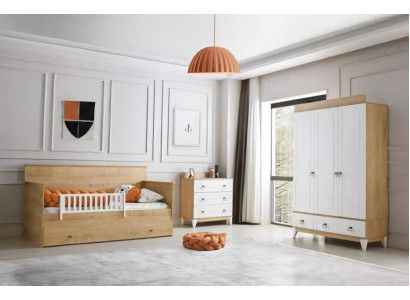 Modernes 3tlg Set Bett Kleiderschrank & Kommode Stilvoll elegant
