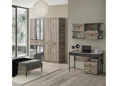 Kleiderschrank Schreibtisch Holz Spiegel Stauraum Schwarz Kinderzimmer Möbel