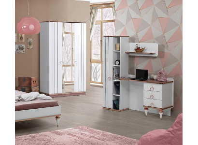 Kleiderschrank Schreibtisch Modernes Design Elegante Akzente Weiß Kinderzimmer