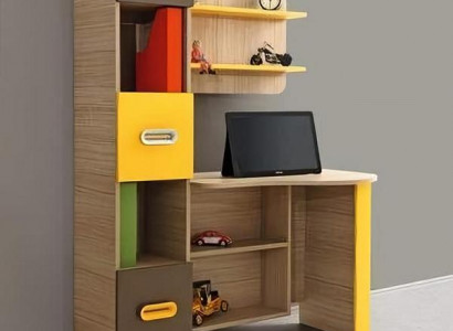 Modernes Schreibtisch Design Regale Farbakzente Gelb Braun Büro Möbel Funktional