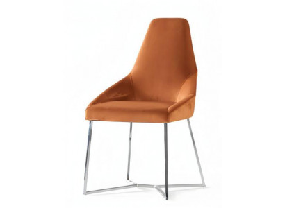Moderne Polsterstuhl Design Orange Lehnstuhl Stuhl Armlehne Esszimmer Luxus