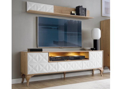 Luxuriöses Set TV-Lowboard Wohnzimmer Wandregal Medienmöbel Komplett