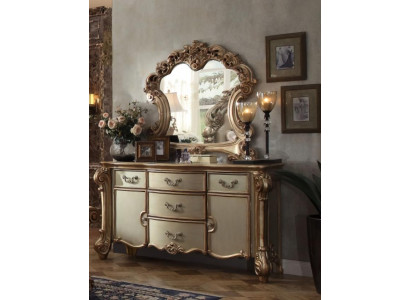 Schminktisch mit Spiegel Gold Design Luxus Möbel Antik Barockstil