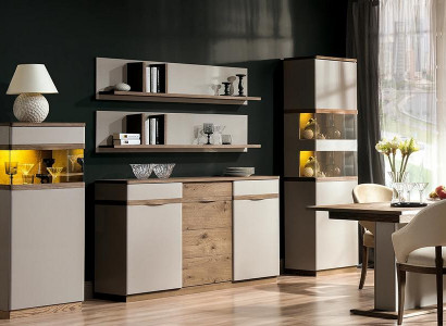 Komplett Esszimmer Designer Luxuriöses Holz Sideboard 2x Vitrine Set 5tlg