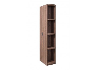 Elegantes braunes Bücherregal aus Holz im modernen minimalistischen