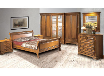 Schlafzimmer Luxuriöses Bett Komplett 2x Nachttische Kommode Set 6tlg
