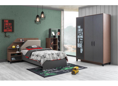 Modernes Kinderzimmer-Set aus Holz in Grau und Braun