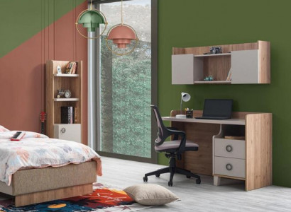 Stilvolles braunes Holz Möbelset mit Bücherregal und Schreibtisch
