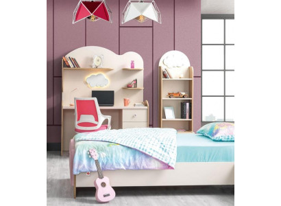 Rosa Möbelset aus Holz für Mädchenzimmer mit Bücherregal