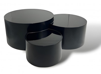 Wohnzimmertisch Set Couchtisch Holz Moderne Luxus Möbel 3tlg Schwarz Rund