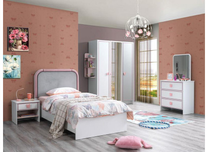 Kinderzimmer Set Kinderbett Nachttisch Kommode Kleiderschrank Modern Weiß