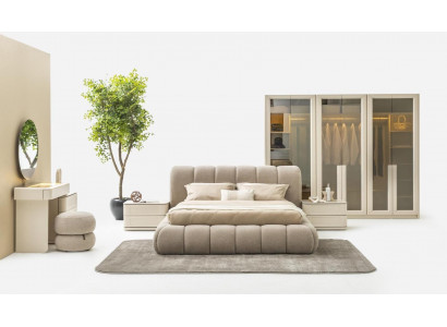 Schlafzimmer Bett 2х Nachttische Schminktisch Spiegel Hocker Kleiderschrank