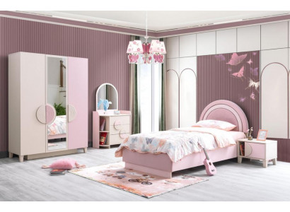 Kinderzimmer Set Kinderbett Nachttisch Kommode Kleiderschrank Modern rosa