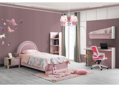 Kinderzimmer Set Modern Kinderbett Nachttisch Buecherregal Schreibtisch rosa