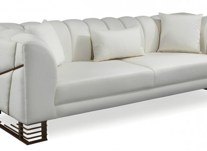 Designer Sofa 3 Sitzer Polstersofa Dreisitzer Couch mit Kissen Wohnzimmer
