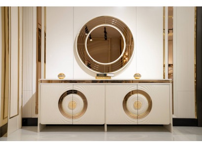 Konsole mit Spiegel in Beige aus Holz modern elegantes Design