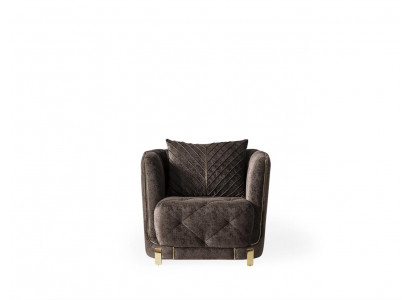 Sessel Club Lounge Designer Lehn Moderne Sessel 1 Sitzer  Polster Braun