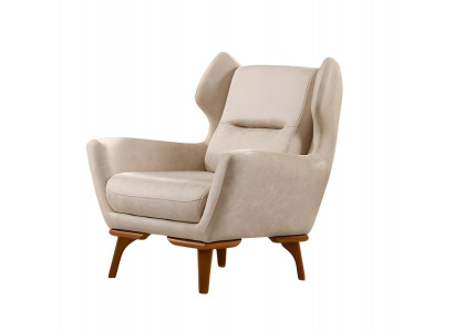 Moderner weißer Holz-Textil Sessel elegant und stilvoll