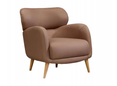 Moderner brauner Stoffsessel aus Holz für stilvolles Wohnzimmer