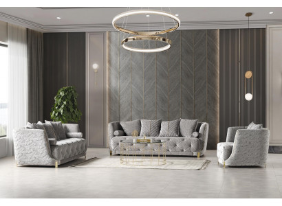Sofagarnitur 3 2 1 Sitzer Set Design Sofa Polster Couchen Couch Modern Grau
