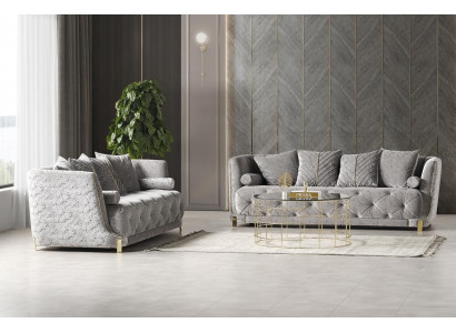 Grau Wohnzimmer 2x 3-Sitzer Sofas Luxuriöse Polster Couchen Sitzmöbel Moderne