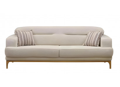 Elegantes weißes Stoffsofa mit Holzrahmen im modernen Design