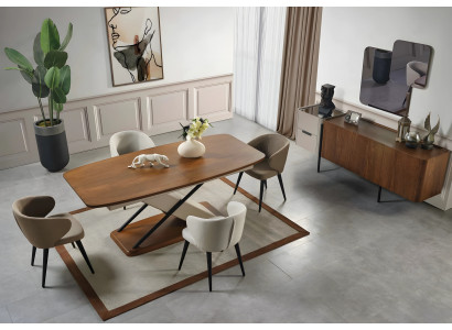 Esszimmer Set Garnitur Essgruppe Loft Stil Möbel Beige Esstische Kommode 6 tlg