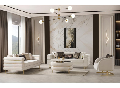Sofagarnitur 2x 3-Sitzer Sofas Set Design Sofa Polster Modern Sessel Beige