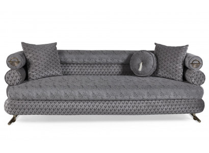 Modern Grau Sofa 3 Sitzer Top-Qualität Hochwertig Polster Sofas Design Textil